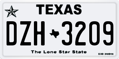 TX license plate DZH3209