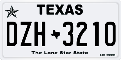 TX license plate DZH3210