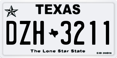 TX license plate DZH3211