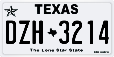 TX license plate DZH3214