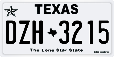 TX license plate DZH3215