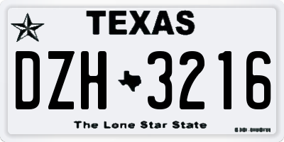 TX license plate DZH3216