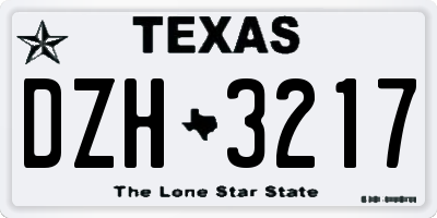 TX license plate DZH3217