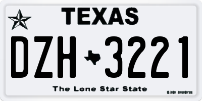 TX license plate DZH3221