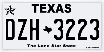 TX license plate DZH3223