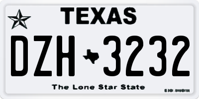 TX license plate DZH3232