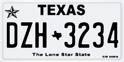 TX license plate DZH3234