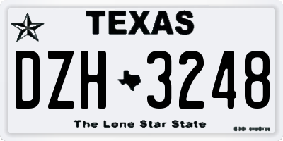 TX license plate DZH3248