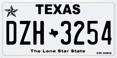TX license plate DZH3254