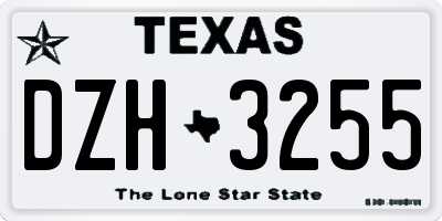 TX license plate DZH3255