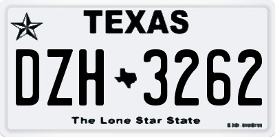 TX license plate DZH3262