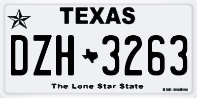 TX license plate DZH3263