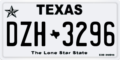 TX license plate DZH3296