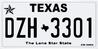 TX license plate DZH3301