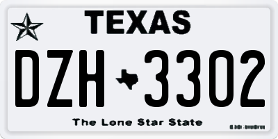 TX license plate DZH3302