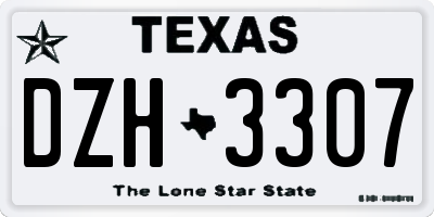 TX license plate DZH3307