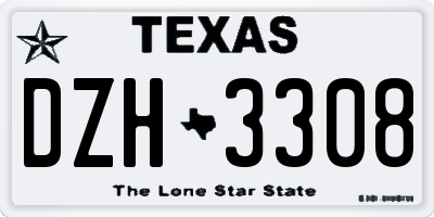 TX license plate DZH3308