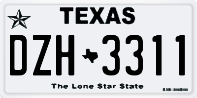 TX license plate DZH3311