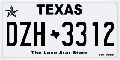 TX license plate DZH3312