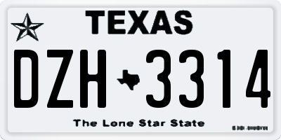 TX license plate DZH3314