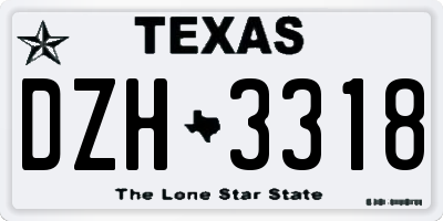 TX license plate DZH3318