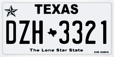 TX license plate DZH3321