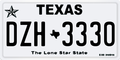 TX license plate DZH3330