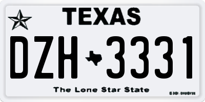 TX license plate DZH3331