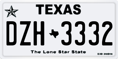 TX license plate DZH3332