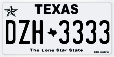 TX license plate DZH3333