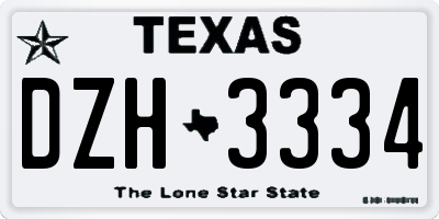 TX license plate DZH3334