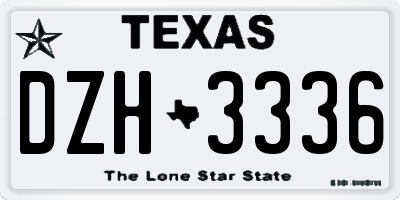 TX license plate DZH3336