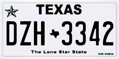 TX license plate DZH3342