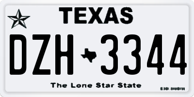 TX license plate DZH3344
