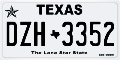 TX license plate DZH3352