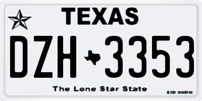 TX license plate DZH3353