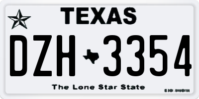 TX license plate DZH3354