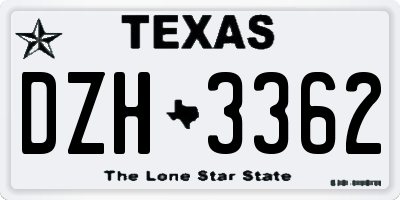 TX license plate DZH3362