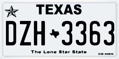TX license plate DZH3363