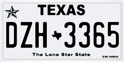 TX license plate DZH3365
