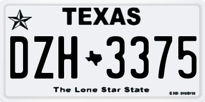 TX license plate DZH3375