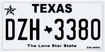 TX license plate DZH3380