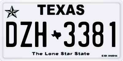 TX license plate DZH3381