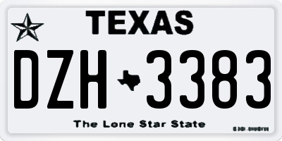 TX license plate DZH3383