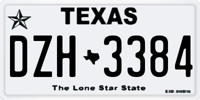 TX license plate DZH3384