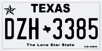 TX license plate DZH3385