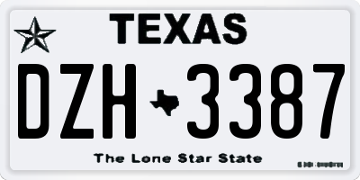 TX license plate DZH3387