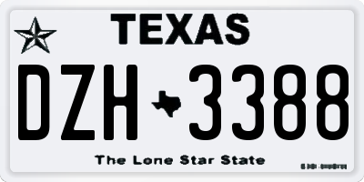 TX license plate DZH3388