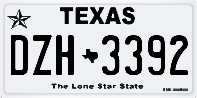 TX license plate DZH3392