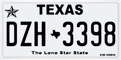 TX license plate DZH3398